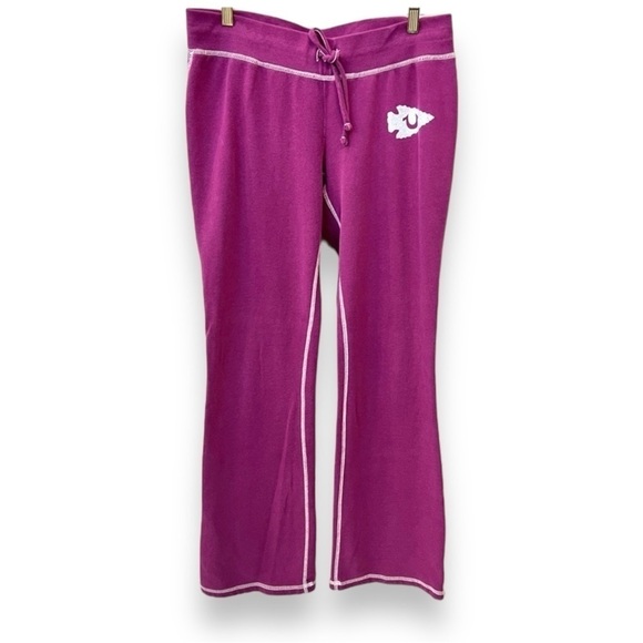 True Religion Y2K soft wide leg sweatpants, pull up elastic waist, magenta L - Picture 1 of 10
